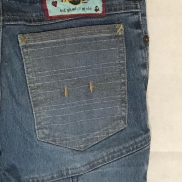 mudd light wash patches blue jeans pockets zipper button 8 kids READ - Picture 5 of 14